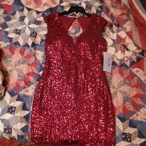 Burgundy sequin dress